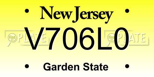 V706L0 New Jersey License Plate