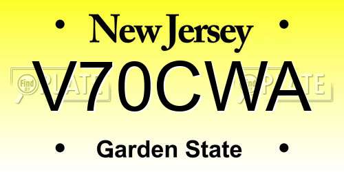 V70CWA New Jersey License Plate