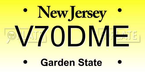 V70DME New Jersey License Plate