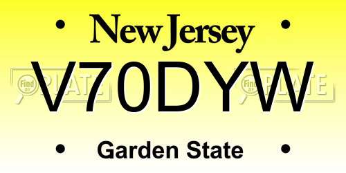 V70DYW New Jersey License Plate