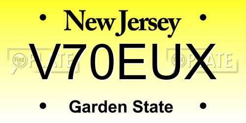 V70EUX New Jersey License Plate