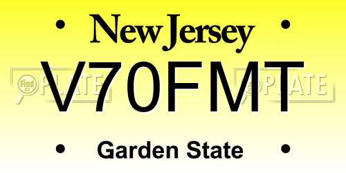 V70FMT New Jersey License Plate