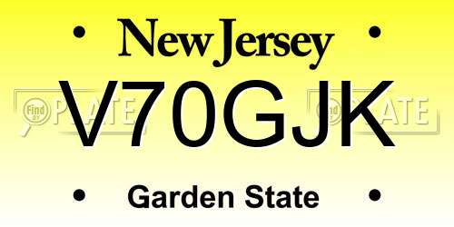 V70GJK New Jersey License Plate