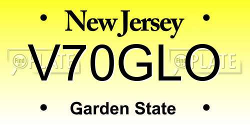 V70GLO New Jersey License Plate
