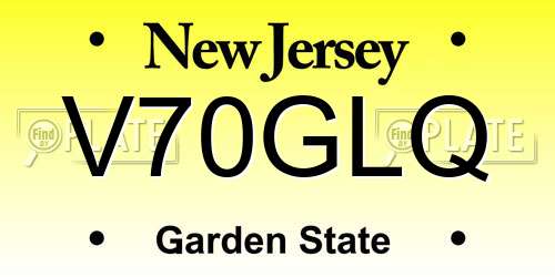V70GLQ New Jersey License Plate