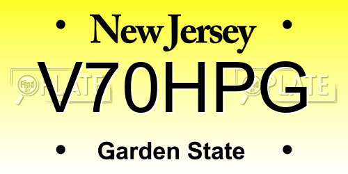 V70HPG New Jersey License Plate