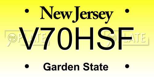 V70HSF New Jersey License Plate