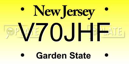V70JHF New Jersey License Plate