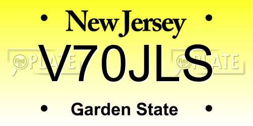 V70JLS New Jersey License Plate