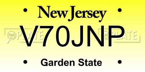 V70JNP New Jersey License Plate