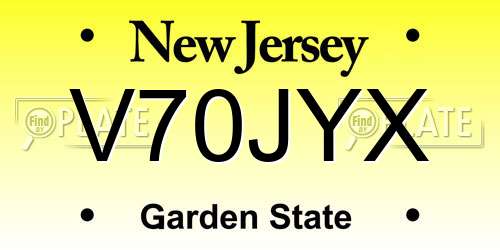 V70JYX New Jersey License Plate
