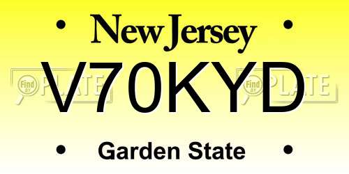 V70KYD New Jersey License Plate