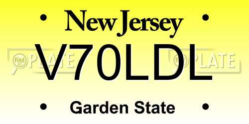 V70LDL New Jersey License Plate