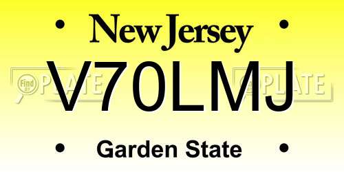 V70LMJ New Jersey License Plate