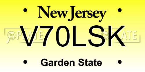 V70LSK New Jersey License Plate