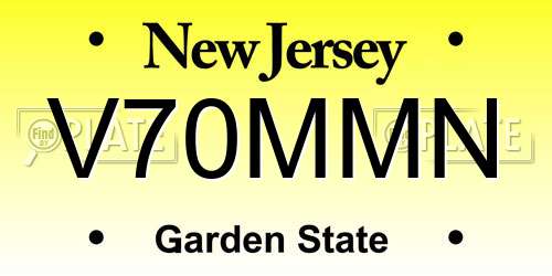 V70MMN New Jersey License Plate