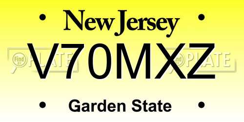 V70MXZ New Jersey License Plate