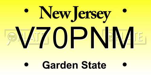 V70PNM New Jersey License Plate