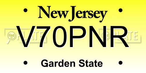 V70PNR New Jersey License Plate