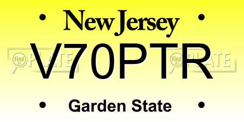 V70PTR New Jersey License Plate