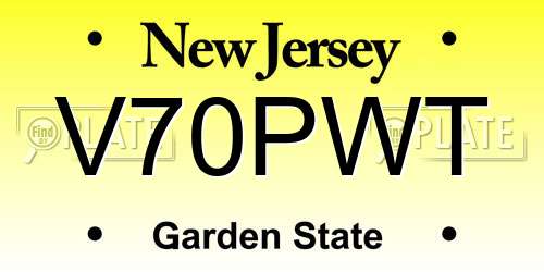 V70PWT New Jersey License Plate