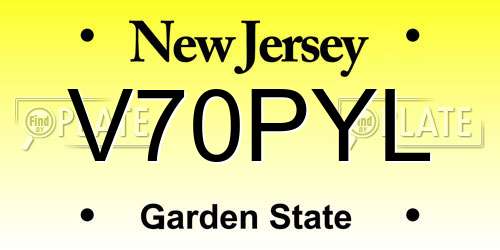 V70PYL New Jersey License Plate