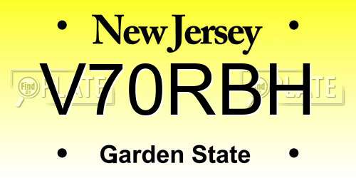 V70RBH New Jersey License Plate