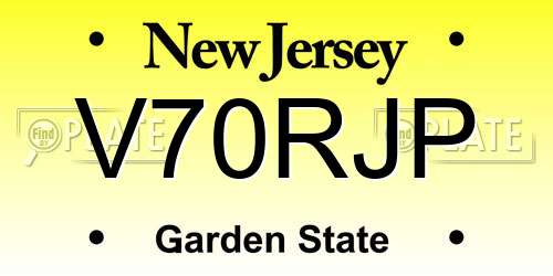 V70RJP New Jersey License Plate