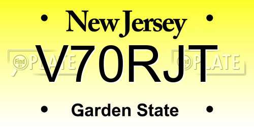 V70RJT New Jersey License Plate