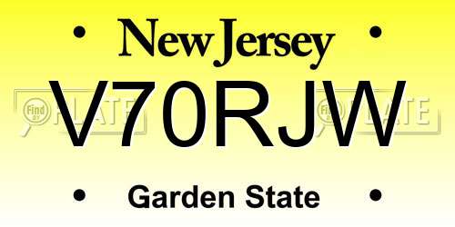 V70RJW New Jersey License Plate