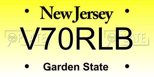 V70RLB New Jersey License Plate