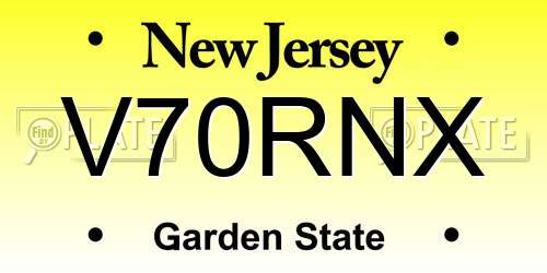 V70RNX New Jersey License Plate