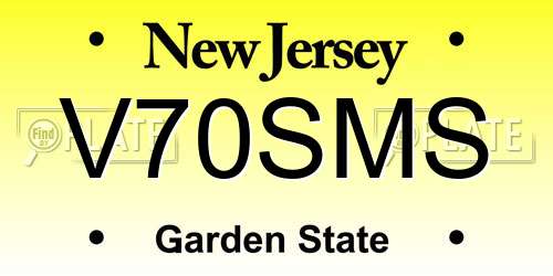 V70SMS New Jersey License Plate