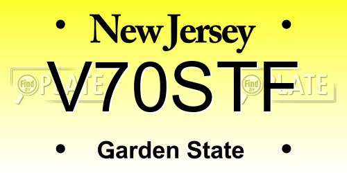 V70STF New Jersey License Plate