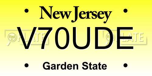 V70UDE New Jersey License Plate