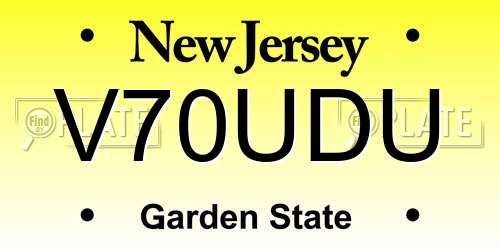 V70UDU New Jersey License Plate