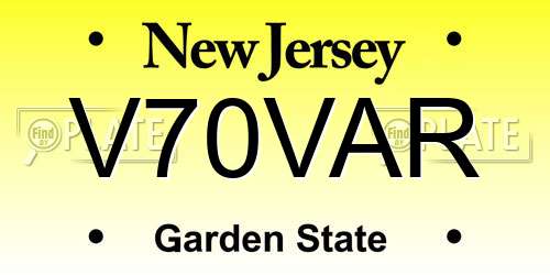 V70VAR New Jersey License Plate