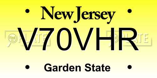 V70VHR New Jersey License Plate