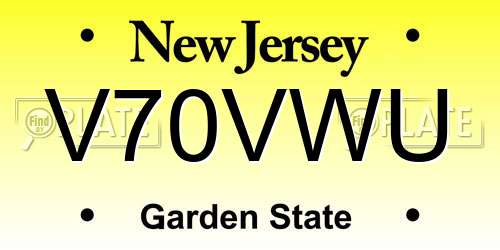 V70VWU New Jersey License Plate