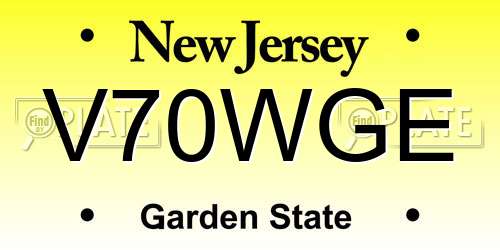 V70WGE New Jersey License Plate