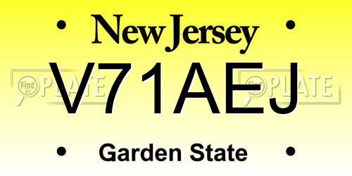 V71AEJ New Jersey License Plate