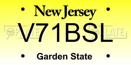 V71BSL New Jersey License Plate