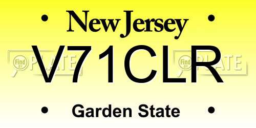 V71CLR New Jersey License Plate