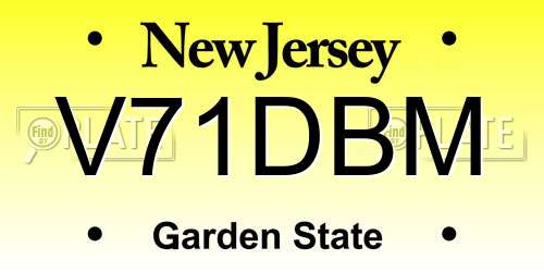 V71DBM New Jersey License Plate