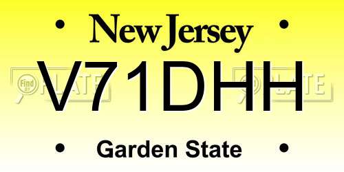 V71DHH New Jersey License Plate
