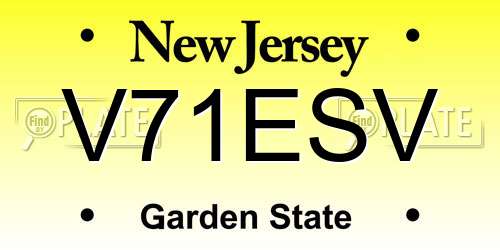 V71ESV New Jersey License Plate
