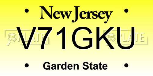 V71GKU New Jersey License Plate