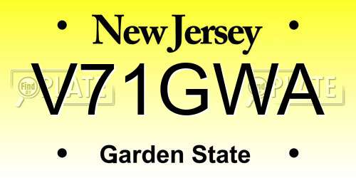 V71GWA New Jersey License Plate