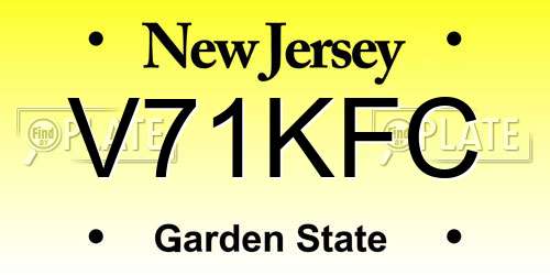 V71KFC New Jersey License Plate