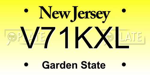 V71KXL New Jersey License Plate